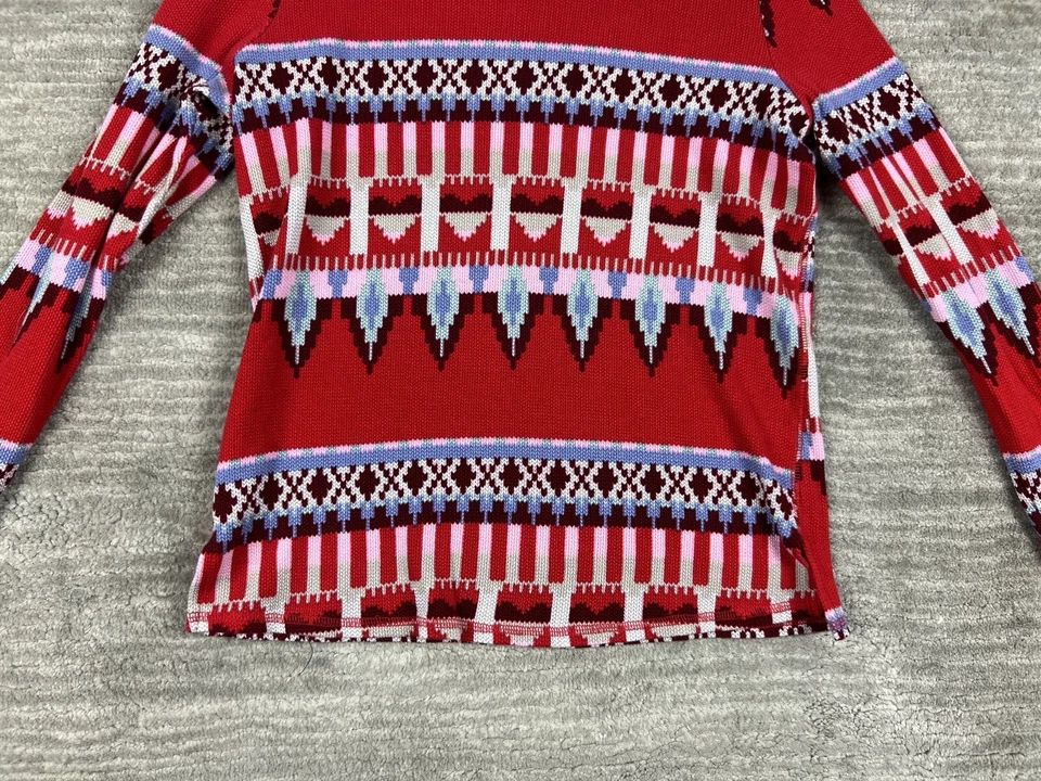 Top Victorias Secret para mujer extra pequeño rojo estampado azteca manga larga tejido gofre Foto 3 de 4