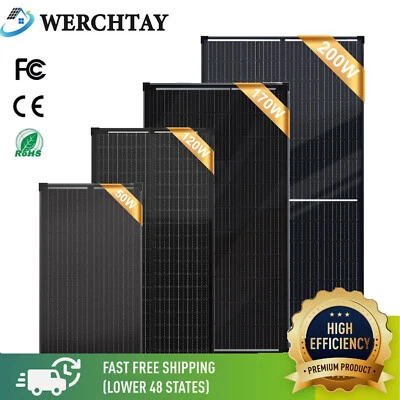 50W 100W 120W 170W 200W 300W Solar Panel 12V Mono Caravan Home Off Grid Boat RV