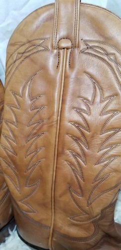 Vtg Alberta Women Western Boots 6 AA Pull-ons Leather Brown Top Stitch Embellish - Picture 7 of 10