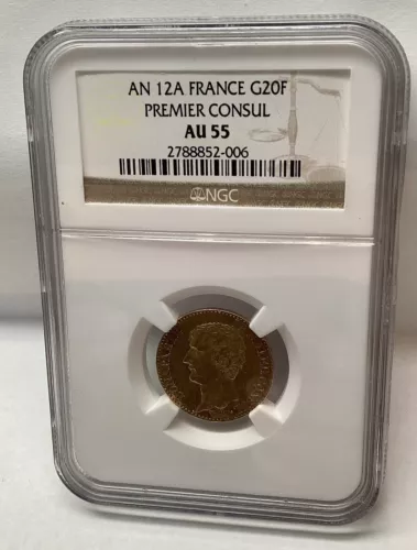 AN 12A France Gold 20 Francs Premier Consul NGC AU-55 (1803-1804)