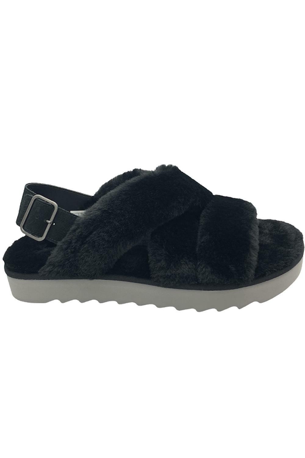 Koolaburra by UGG Adjustable Sandals Fuzz-ee Black | eBay
