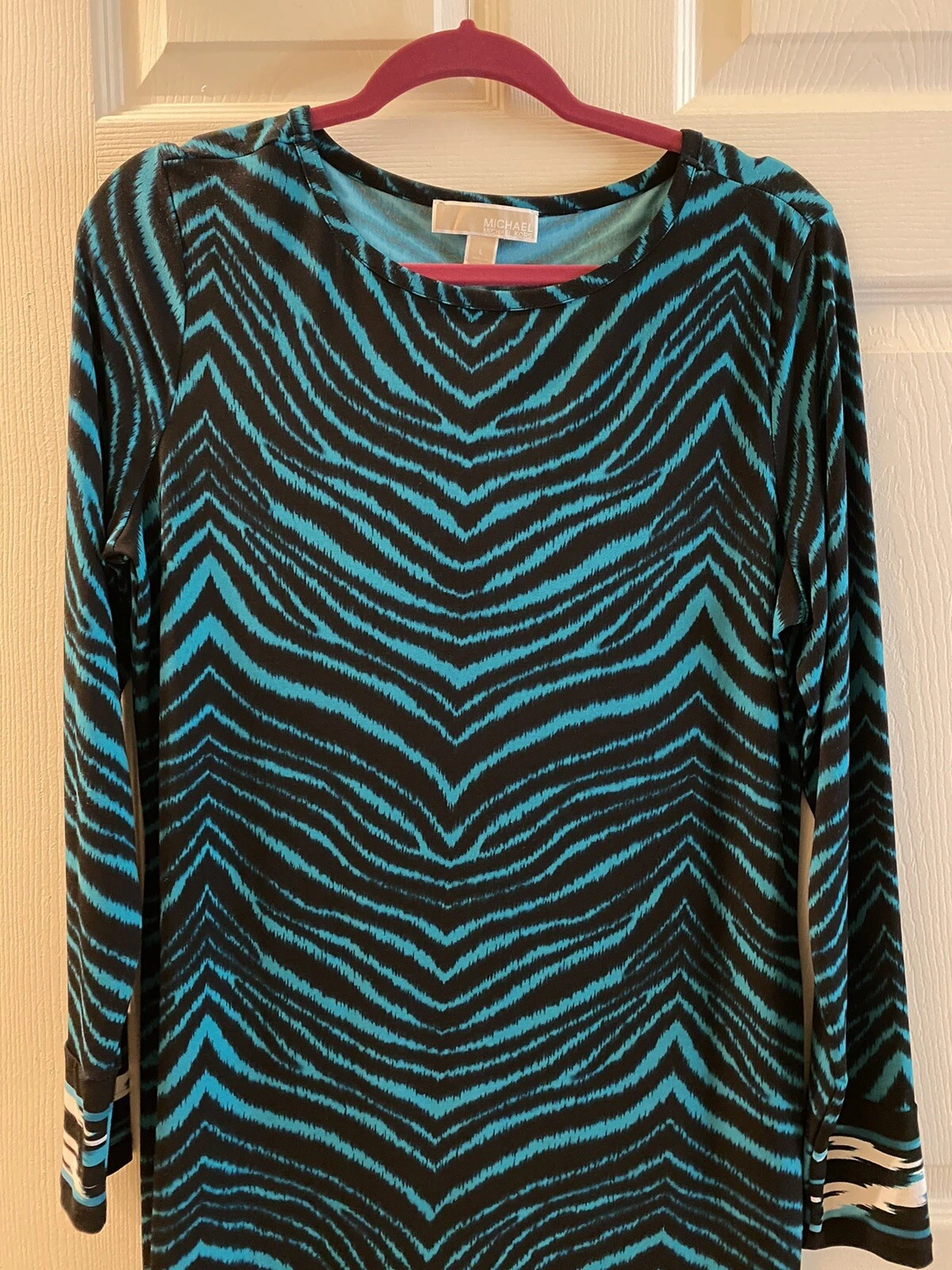 Abito donna Michael Kors tubino blu stampa animalier nuovo L large