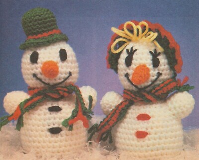 SNOW PEOPLE MR & MRS SNOWMAN DOLLS CHRISTMAS CROCHET PATTERN INSTRUCTIONS