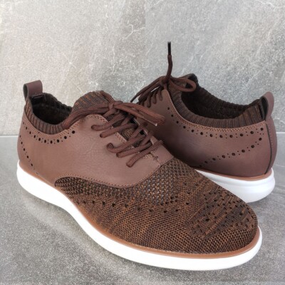 Vance Co Shoes Mens 10 Brown Waller Knit Dress Lace Up Comfort Derby