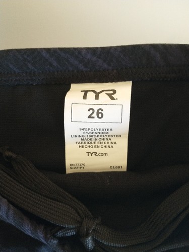 TYR Boys Swimsuit Size 26 Bottom Race Briefs Black with Green Side Stripe UPF 50 - Picture 2 of 4