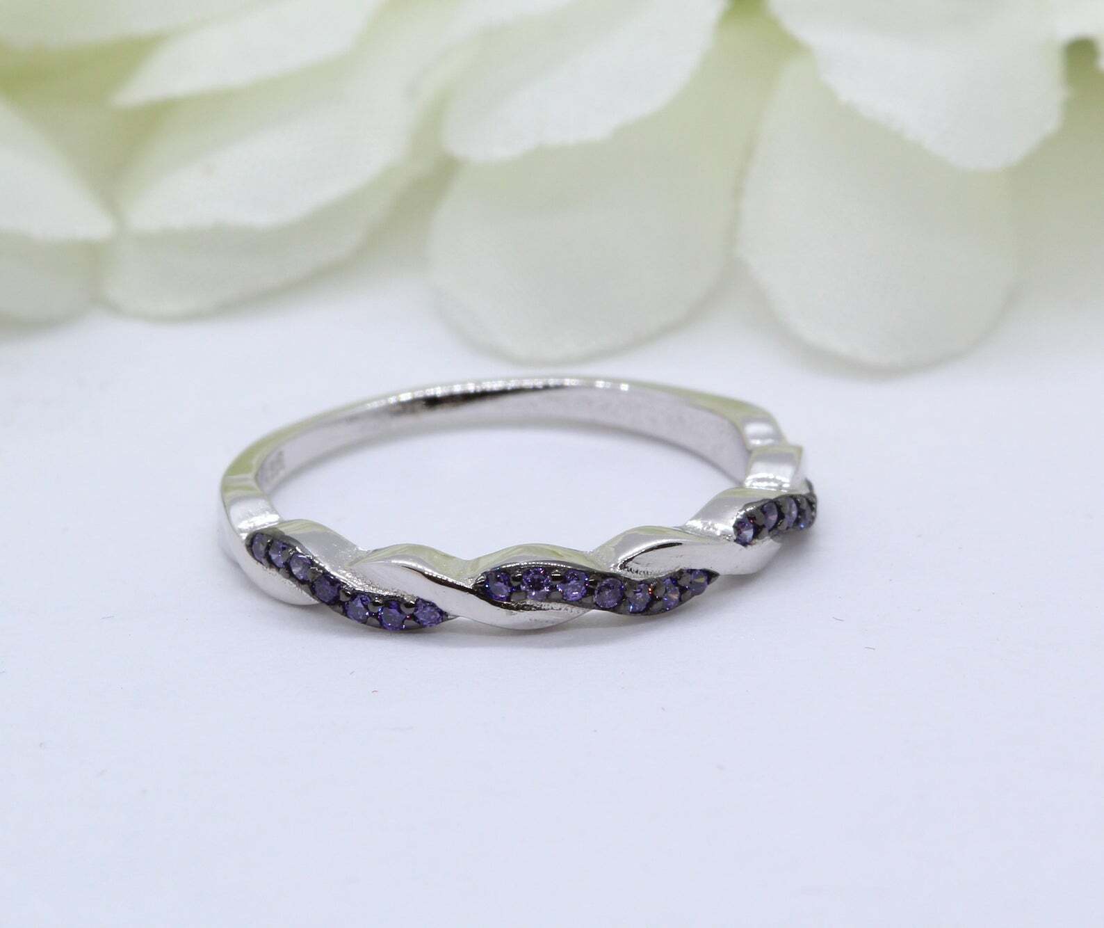 1ct Amethyst Wedding Band Ring Infinity Twisted Braided 925 Sterling Silver