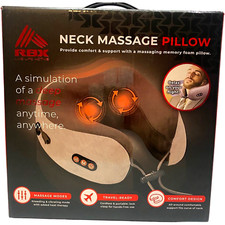 RBX RB1169 Wireless Heated Neck Massage Pillow Memory Foam Travel Ready