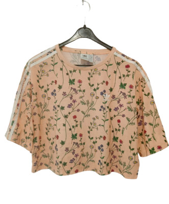ADIDAS ORIGINALS Floral Damen cropped T-Shirt Gr. 36 / 38 - M kurzarm Oberteil
