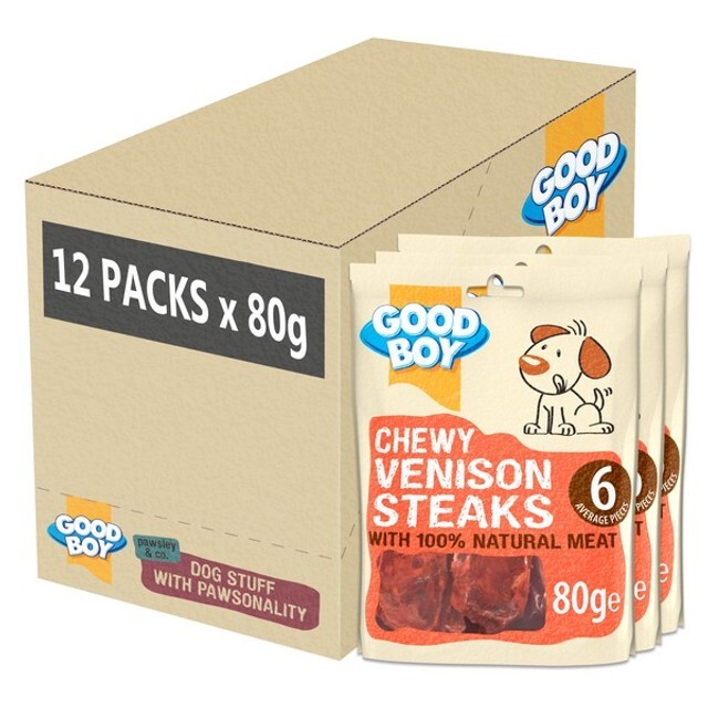 Good Boy Pawsley & Co Chewy Venison Steaks Dog Treats 80g Case of 12