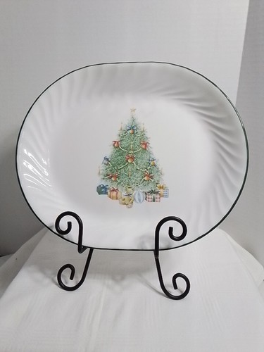 Corelle HOLIDAY MAGIC Sapin de Noël Bord Vert Plat Ovale 121/4" x 10"
