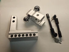 LOCKIETTA Adjustable Trailer Towing Hitch Ball Mount Fits 2-Inch Receiver (Silve