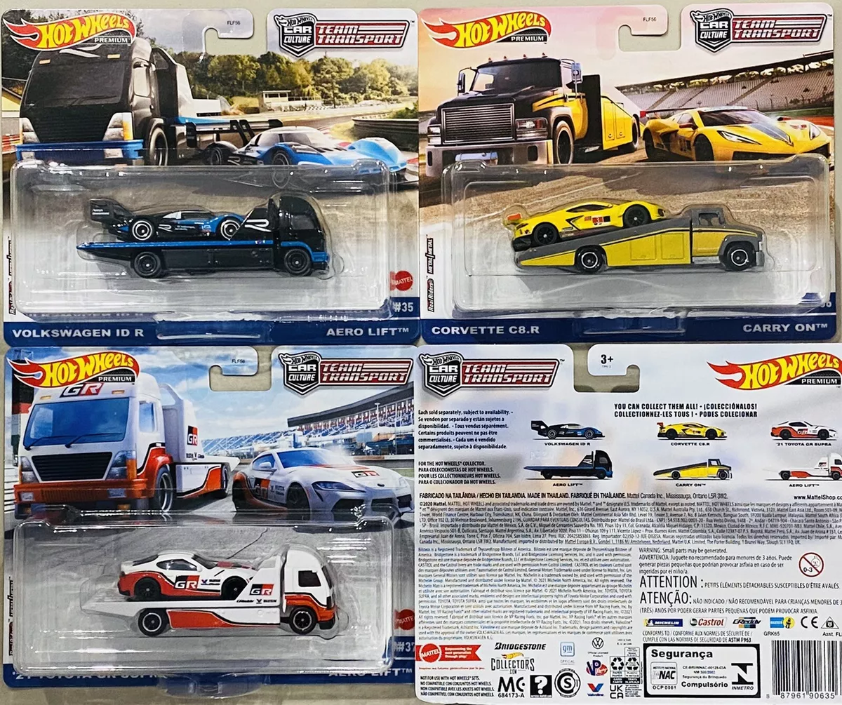 hot wheels Team Transport Set Of 3 #35-37 VW GT ID R Toyota Supra Corvette C8.R