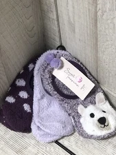 Secret Treasures Women's Cozy Fuzzy Liner Socks 3 Pair Size 4-10 Purple Bear