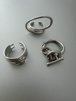 #ad #ad Set of 3 silver rings.  One size.  Two are adjustable.  Finger rings $5.00