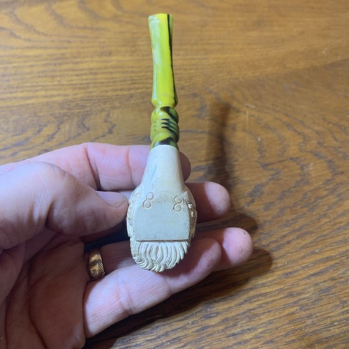 VTG 5" MEERSCHAUM PIPE W/ HANDCARVED MAN W/ TURBAN 8 8 ON BOTTOM STEM CELLUNOID - Picture 8 of 12