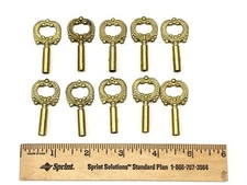 set of 10 NOS 1990's Metal Lamp Socket Turn Knobs/ Switch KEYS Brass Plate #7439