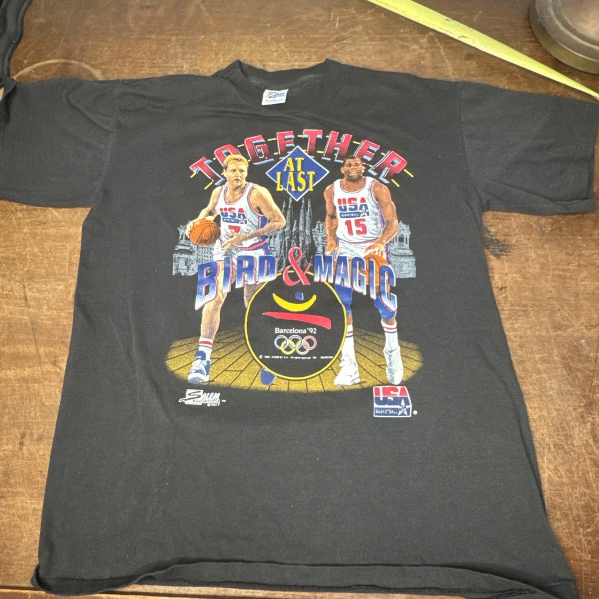 トップス Together at Last Bird & Magic 1992 USA Dream Team Bird Magic Johnson L 1992 Together At Last T-Shirt