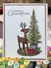 Stampin Up Christmas Card Kit Rustic Reindeer Tree