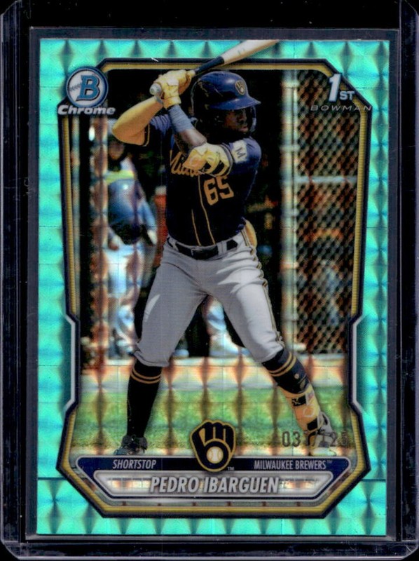 2026 Bowman Pedro Ibarguen Chrome Aqua Geometric Refractor 1st #/125 Brewers