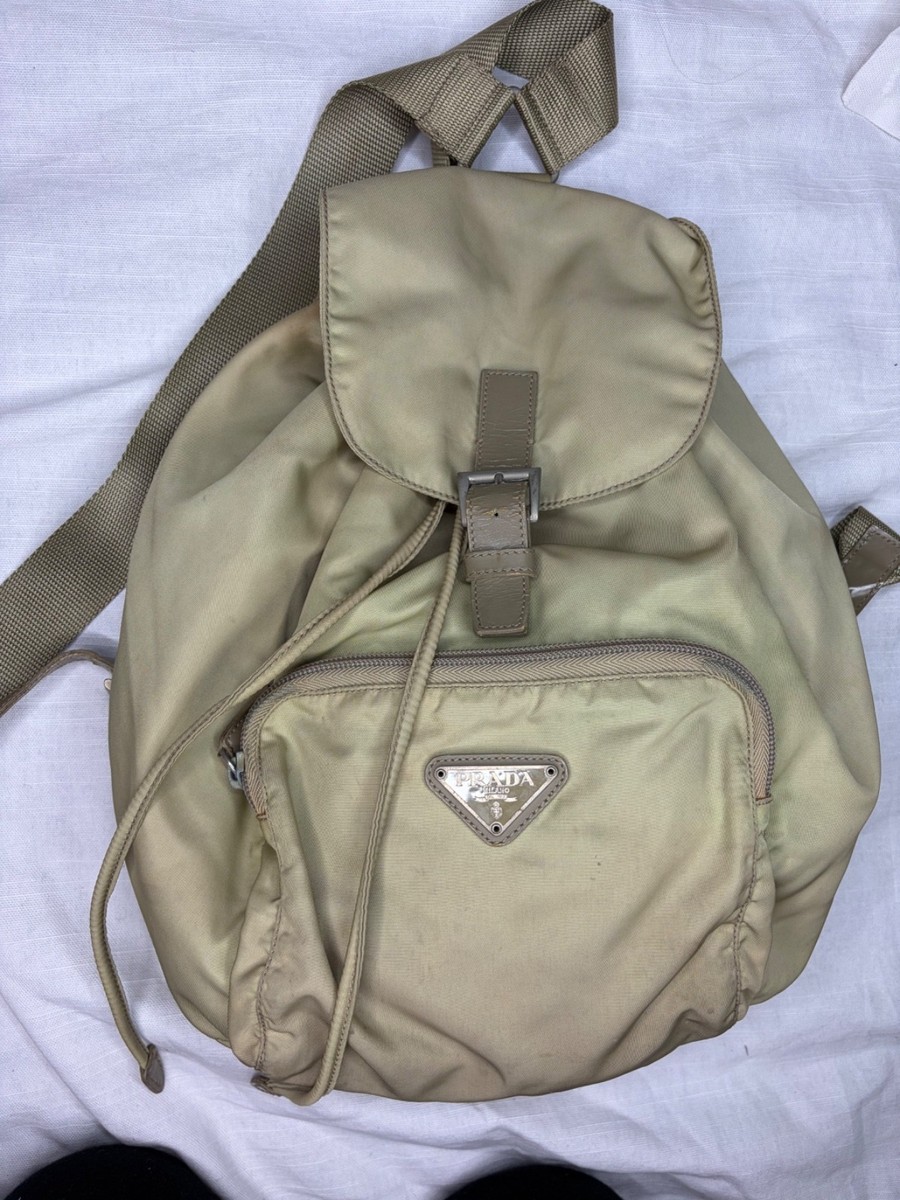 vintagre prada nylon biege backpack View 5