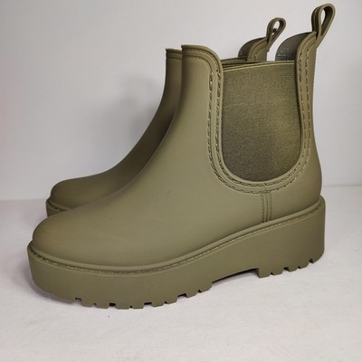 Steve Madden Sahara Rain Boot Platform Olive  Women's Shoes Size 10