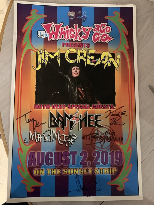 Rare Autographed Whisky-A-Go-Go metal poster featuring Jim Crean, Banshee, other