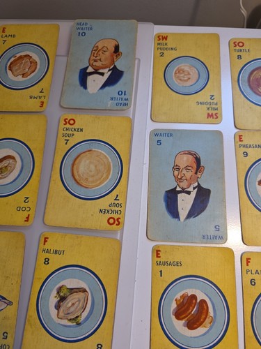 Vintage Menuette Card Game 1940s 50 Menu cards 3 Waiter cards Ref Card - Picture 21 of 24