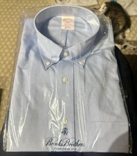 New Brooks Brothers Oxford Shirt Men 15.5-32/33  Blue Original Polo Button Down