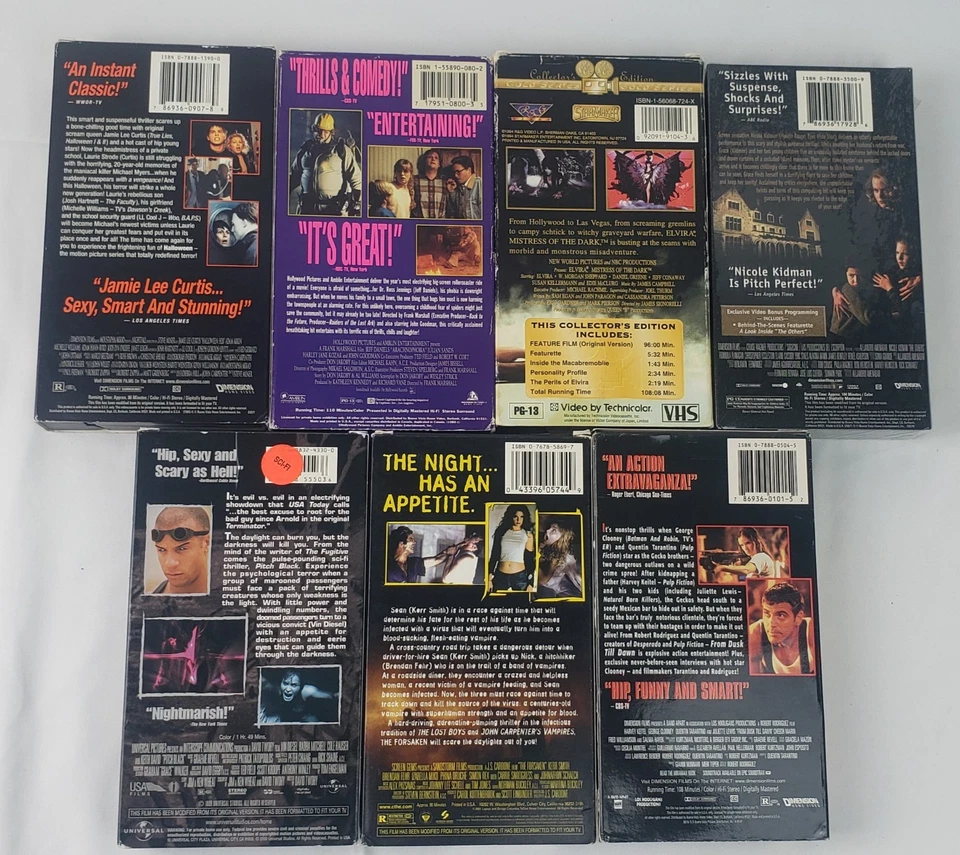 Horror VHS Lot 7-Tape Cult Halloween Elvira Pitch Black Forsaken Others 80s 90s Foto 2 de 4