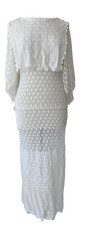 Vtg Jessica McClintock White Lace Prairie Dress Drop Waist Blouson Size 12 M