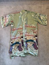 Vintage Silk Kimono Robe Oriental Village 80s 90s Geisha Sleep Japan Lounge Vtg