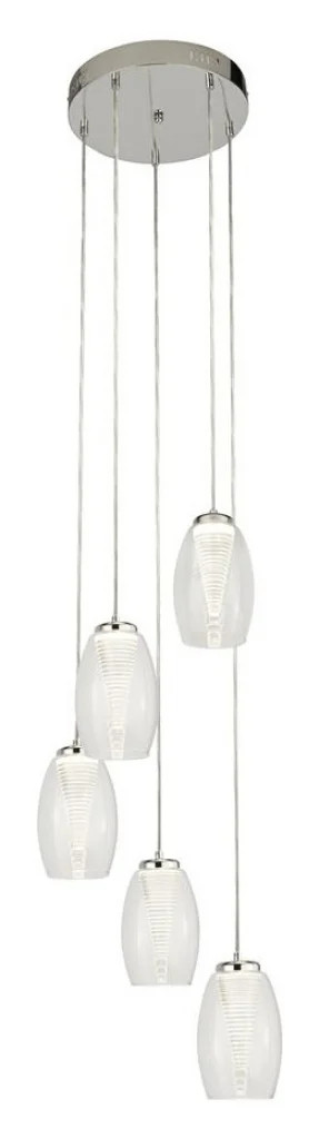 Ceiling Light Silver Cyclone 5 LED Chrome Clear Glass Searchlight 97291-5CL