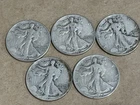 1942 Walking Liberty Half Dollar, 90% Silver x 6. (box 1)