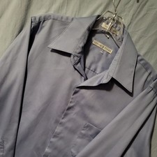 Geoffrey Beene Fitted Button Down Long Sleeve Blue Wrinkle Free