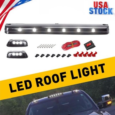 Fit Chevy GMC 2500HD 3500HD 07-up Full White LED Cab Roof Marker Light 3pcs