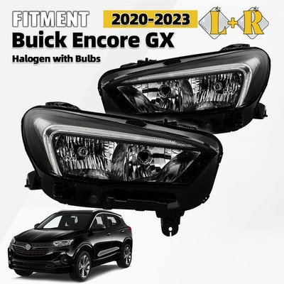 Halogen Headlight For 2020-2023 Buick Encore GX w/LED DRL w/Bulb Left+Right Pair