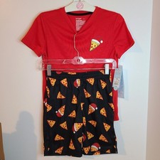 Cat  Jack Boys Christmas Pizza Graphic Pajama Set Size M 8 