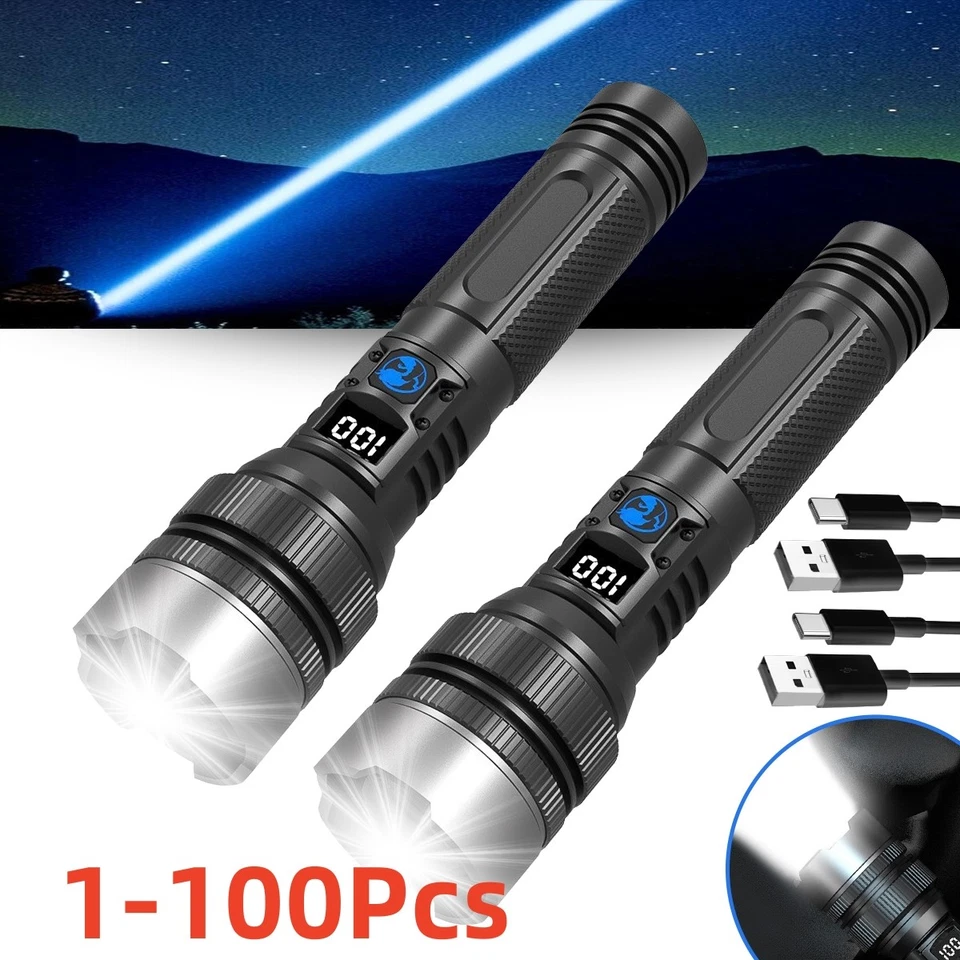 990000000 LM Super Bright LED Flashlight Rechargeable LED Work Light Flashlights