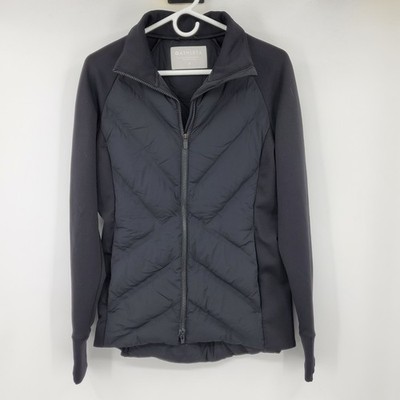 Athleta Inlet Jacket Black Hybrid Goose Down Puffer Stretch Thumbhole Small