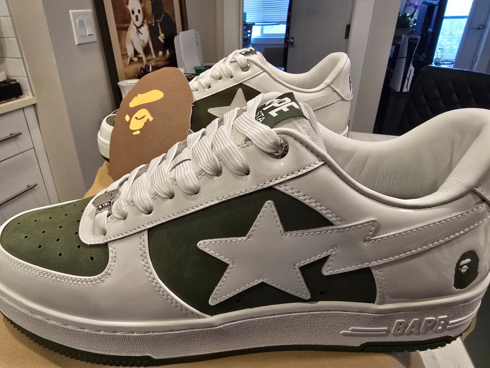 NEW A Bathing APE White & Khaki BAPE STA #6 1K80191306 SHOES SNEAKERS NEW SZ 12