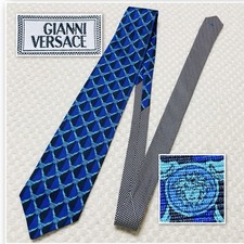 Good Condition GIANNI VERSACE Tie Scarf Pattern Medusa All Over Checkered Checke