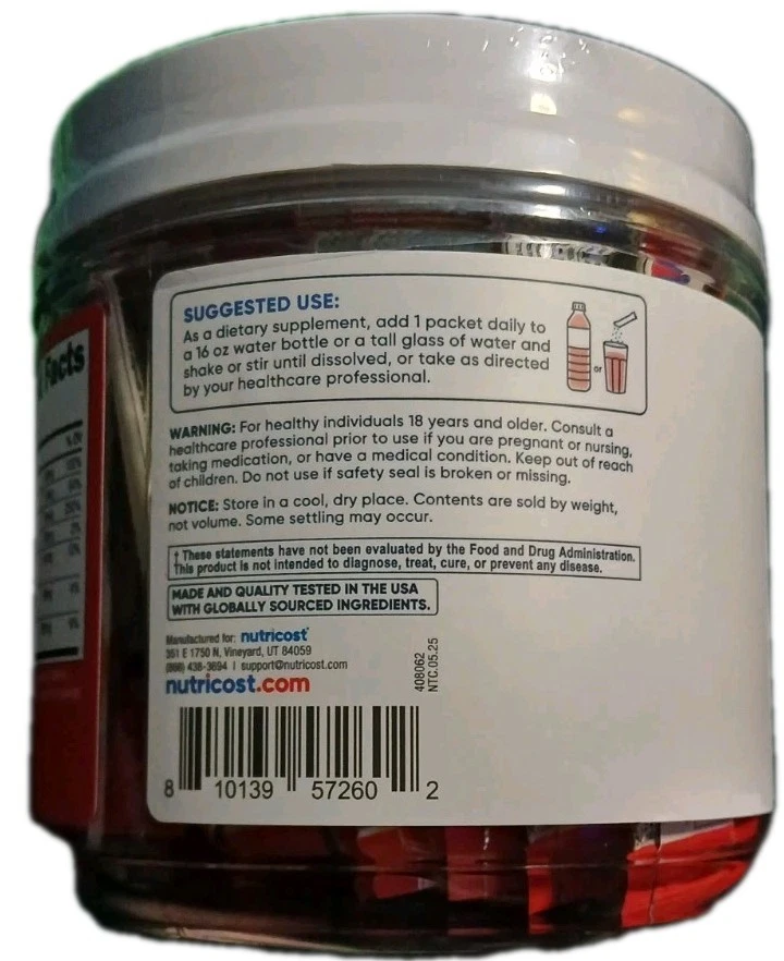 Nutricost Electrolyte Complex Drink Mix Powder (Fruit Punch) 40 Servings - Image 3 of 3