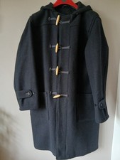  MENS VINTAGE 1960'S ARTHUR MILLER  BLACK WOOL HOODED DUFFLE COAT MEDIUM