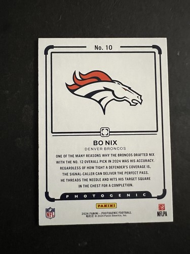 Bo Nix 2024 Photogenic Draft Snapshots RC Rookie #10 Denver Broncos - Picture 2 of 2