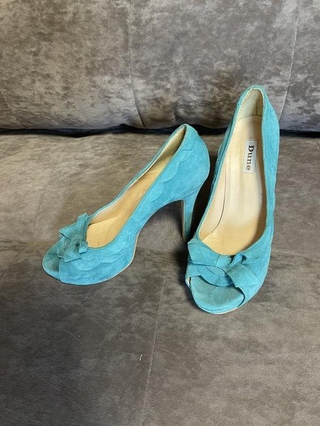 Women Dune Heels Turquoise Suede 40.5