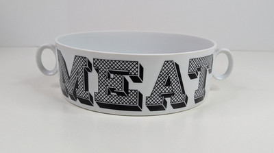 Vintage Modern Georges Briard Graphic Ovenware MEAT Round Casserole Dish No Lid