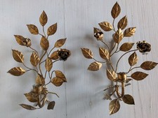 Ein Paar antike Wandleuchter Rosenmotiv f&uuml;r je eine Kerze