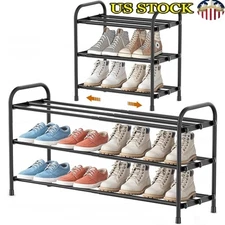 Expandable Adjustable Shoe Rack Space Saving Organizer Closet Entryway Storage