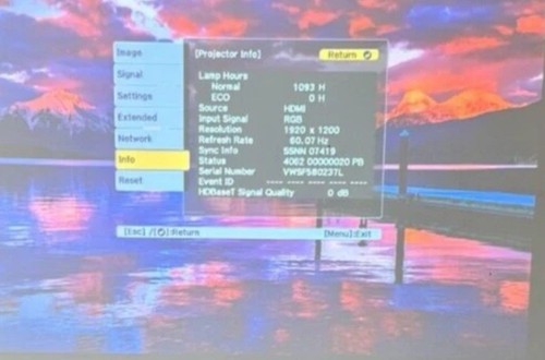 Epson PowerLite Pro G6770WU WUXGA H699A 3LCD 6000 Lumen FHD Projector 1093 Hrs - Picture 11 of 11