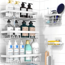 Moforoco Adhesive Shower Caddy Organizer Shelves Rack - 5 Pack Corner Bathroom S